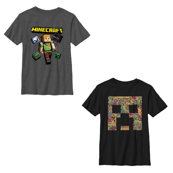 Boys Minecraft Alex and Creeper Art 2-Pack T Shirt
