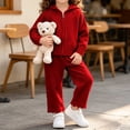 thumbnail image 6 of BLVB Girls 2 Piece Outfit Set Long Sleeve Zipper Knit Sweater Jacket and Lace Wide Leg Pants Lounge Sets Fall Winter Clothes for Toddler Kids(Red,3-4 Years), 6 of 9