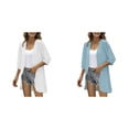 thumbnail image 1 of (2-Pack) Kcodviy Women Casual Cardigan Three V Neck Cardigan for Women Quarter Sleeve Open Front Fall Cardigans Lightweight Dots Cardigan Draped Leopard Print Cardigan Ruffles Cardigan, 1 of 7