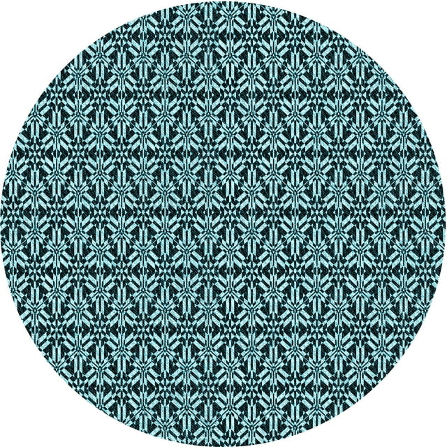 Ahgly Company Machine Washable Indoor Round Transitional Deep Teal Green Area Rugs, 8' Round