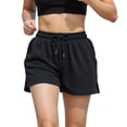 thumbnail image 2 of Dolkfu Loose Plus Size Shorts for Women Athletic Drawstring Running Shorts Gym Black Side Slit Womens Shorts L, 2 of 9