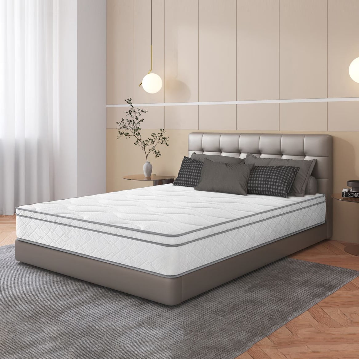 Full Size Mattress, 10 Inch Hybrid Mattress in a Box with Gel Memory Foam and Individually Wrapped Pocket Coils, Medium Firm Bed Mattress for Pressure Relief, CertiPUR-US Certified
