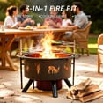 thumbnail image 4 of 32 Inch Outdoor Fire Pit, Wood Burning Fire Pits with 2 Grills, Poker, Brushes, Ash Pan, Mesh Cover, Waterproof Cover, Charcoal Fire Pit for BBQ, Patio, Bonfire, Heat&Cook，Fire Pit, 4 of 6