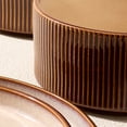 thumbnail image 6 of Famiware 12-Piece Stoneware Dinnerware Set, Microwave & Dishwasher Safe - Service for 4, Cream & Cocoa, 6 of 8