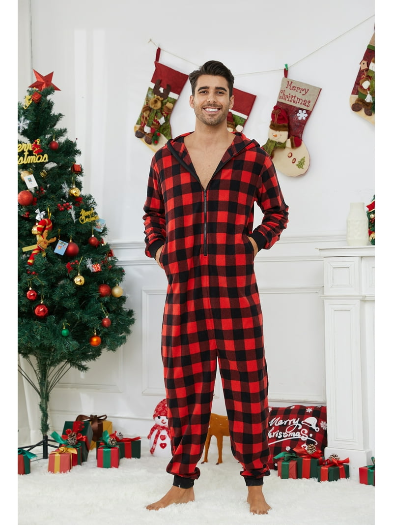 U2SKIIN Couple Onesie Pajama Sets, Hooded Zipper Christmas