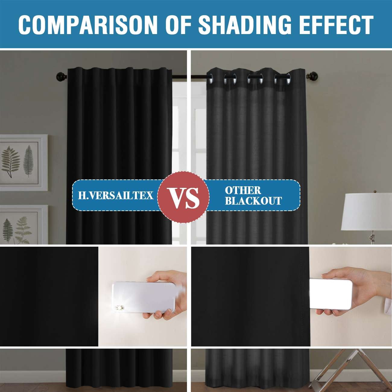 Turquoize Classic 100% Blackout Back Tab Curtain Sets, Black Solid Print, 52 x 63 Inches, 2 Panels