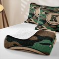 thumbnail image 4 of meiyoeat Camo Letter K Quilt King for Boys, Vintage Camouflage King Coverlet Set for Women, Green, 3 Pieces, 4 of 7