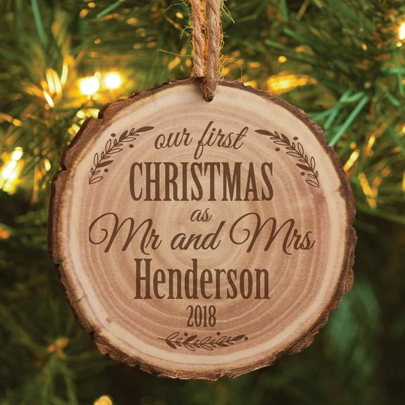 Mr. and Mrs. Personalized Bark Ornament