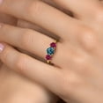 thumbnail image 4 of Gem Stone King 18K Yellow Gold Plated Silver London Blue Topaz and Red Created Ruby Engagement Ring for Women | 2.30 Cttw | Round 6MM | Gemstone November Birthstone | Size 5, 4 of 6