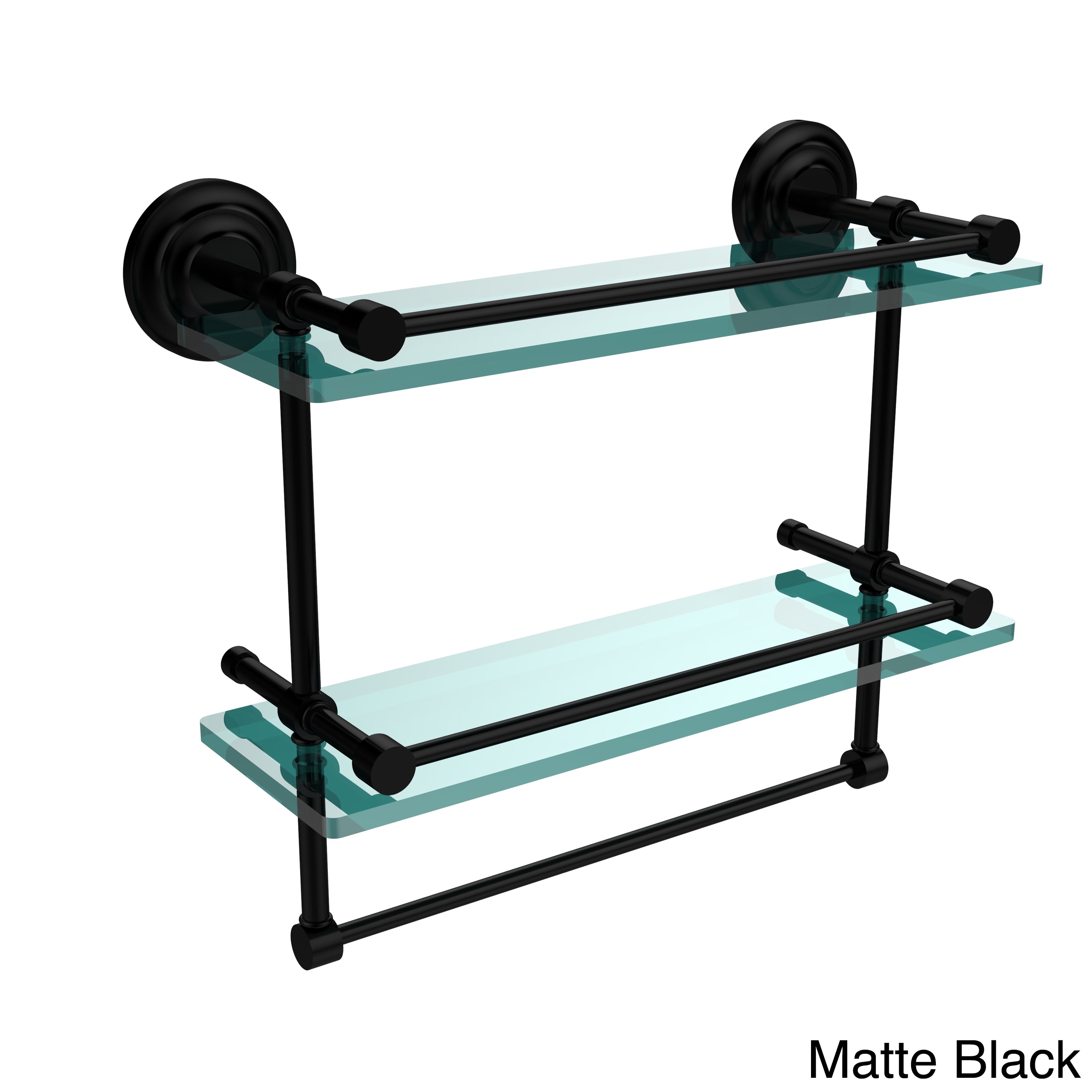 16-in Gallery Double Glass Shelf with Towel Bar in Satin Chrome - image 5 of 5