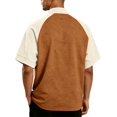 thumbnail image 4 of Hearthz S-4XL Men's 1/4 Zip Raglan Mens Short Sleeve Shirts Color Block Stand Collar Pullover Soft Cuffed Sleeve Contrast Colors Mens Workout Shirts, 4 of 5