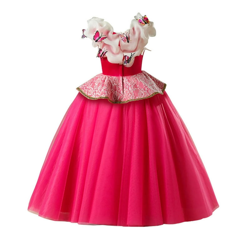 Disney Girls Princess Dress Sleeping Beauty Aurora Cosplay Costume Carnival  Birthday Party Pink Dresses Kids Clothing Outfits