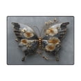 thumbnail image 2 of 63x48in Area Rug Machine Washable Floor Mats Skid-Resistant Backing Carpet for Home Kitchen Bedroom Silver and Black Butterfly, 2 of 7