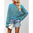 thumbnail image 5 of Women'S Oversized Batwing Sweaters 2025 Fall Outfits Trendy Crewneck Knit Side Slit Fashion Pullover Tops Blue-Brown S, 5 of 7