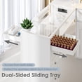 thumbnail image 5 of Advwin Manicure Table Nail Tech Desk w/ LED Display Shelf, L-Shaped Glass Top Nail Station w/ USB Ports, Cabinet, Drawer, Wrist Rest, Professional Salon Manicure Workstation, White, 5 of 10