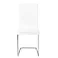 thumbnail image 2 of Set of 2 Modern White & Chrome Faux Leather Dining Chairs, Elegant Sled Base Chairs for Kitchen & Dining Room, 2 of 6