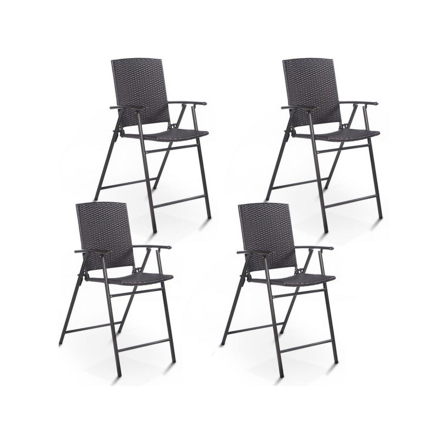 Aimee Lii Set of 4 Folding Rattan Bar Chairs with Footrests and Armrests for Outdoors and Indoors, Outdoor Patio Furniture Aimee Lii Set of 4 Folding Rattan Bar Chairs with Footrests and Armrests for Outdoors and Indoors, Outdoor Patio Furniture