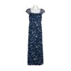 Adrianna Papell Square Neck Cap Sleeve Empire Waist Zipper Back Floral Embellished Long Mesh Dress-INKJET