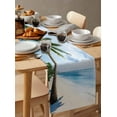 thumbnail image 3 of Beach Palm Tree Table Runner Ocean Coastal Sky Nature Scenery Tablerunners 13 x 120 Inch, Table Decorations Tabletop Scarf for Summer Gathering Holiday Farmhouse Kitchen Dining Decor, 3 of 6