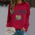 thumbnail image 2 of Tiweut Women's Sweatshirts Fall/Winter Letter Print Long Sleeve Crewneck Loose Fit Pullover Relaxed Fit Blouses Red,S, 2 of 4