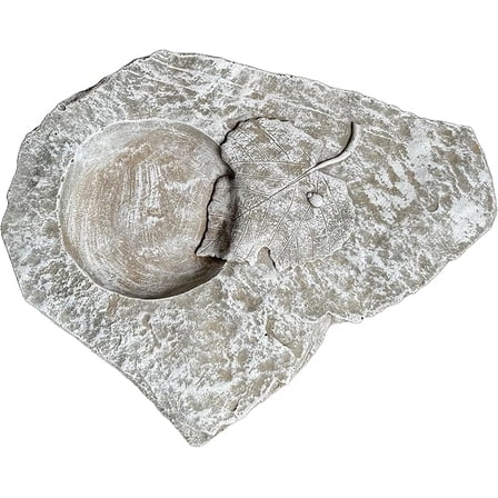 Solid Rock Stoneworks Slate Leaf Feeder/Bird Bath, Marble Tone Concrete, Garden Decor
