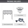 thumbnail image 5 of Wilprep Dishwashing Sink w Backsplash Heavy Duty Water Basins More 3 Compartments, 5 of 9