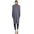 thumbnail image 4 of MOA COLLECTION Women's Solid Casual Loose Fit Long Sleeve Pocket Open Front Duster Cardigan, 4 of 5