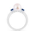 thumbnail image 2 of ANGARA Japanese Akoya Cultured Pearl & Blue Sapphire Engagement Ring in 14K White Gold for Women | June Birthstone, Birthday, Anniversary, Jewelry Gift for Women | Pearl Ring, 2 of 9