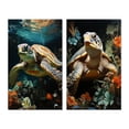 thumbnail image 2 of Designart "Tranquil Turtle in the Ocean II" Turtle Wall Art Set Of 2 - Brown Animals Canvas Set For Living Room Decor, 2 of 7
