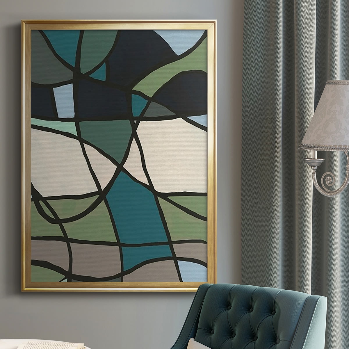 Multicolor Stained Glass I Premium Framed Print, in Gold, Black, or Silver - Ready to Hang