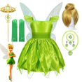 thumbnail image 2 of Tinkerbell Fairy Dress Girl Disney Princess Tiana Birthday Costume Halloween Party Cosplay Outfit With Wings Kids Green Frocks, 2 of 5