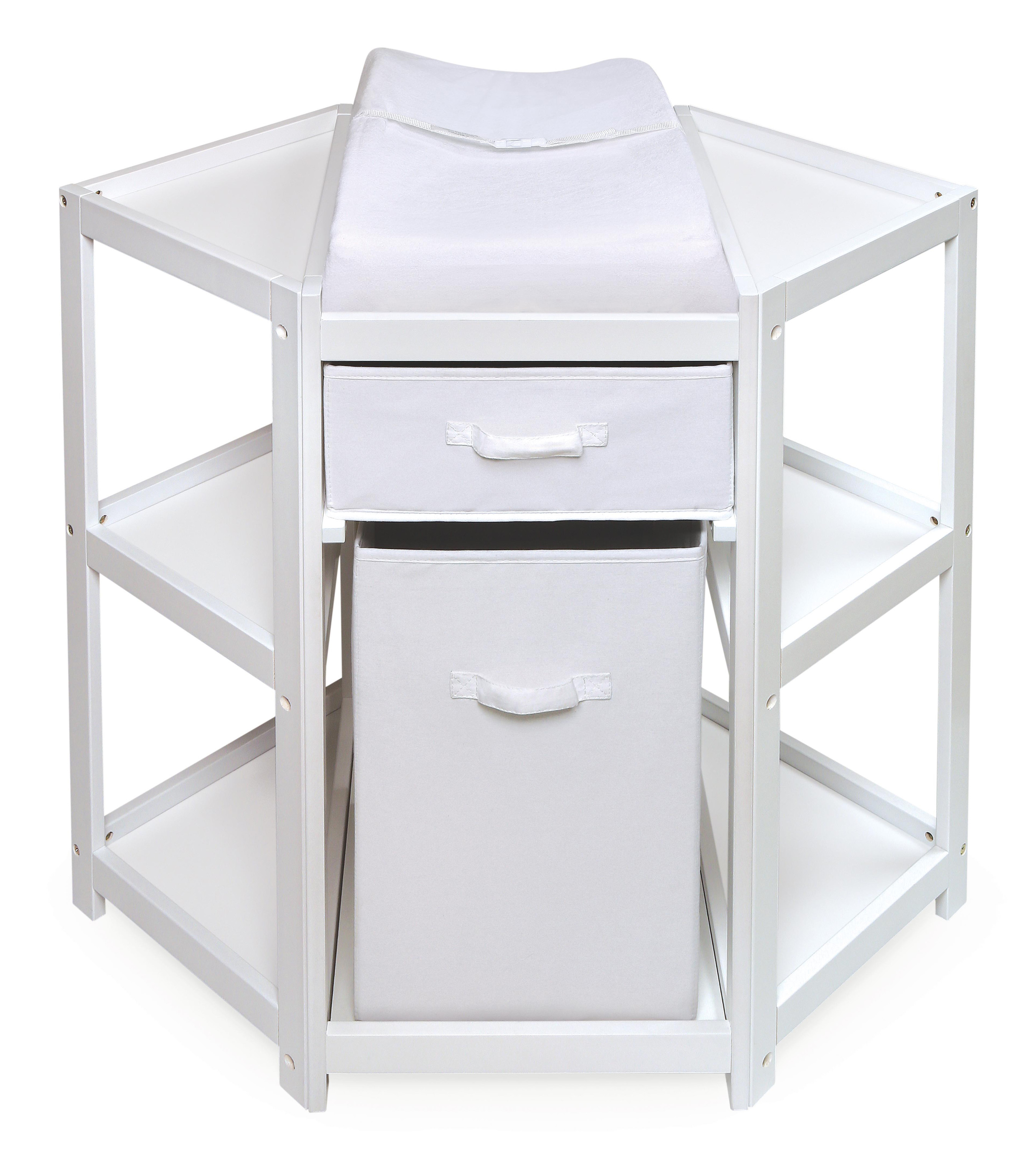 Badger Basket Diaper Corner Baby Changing Table with Hamper and Basket - White - image 5 of 9