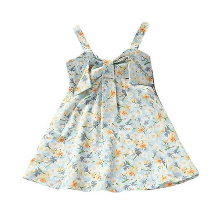 

DNDKILG Baby Toddler Girls Sleeveless Dresses Floral Sundress V Neck Summer Dress Beige 6M-5Y 100
