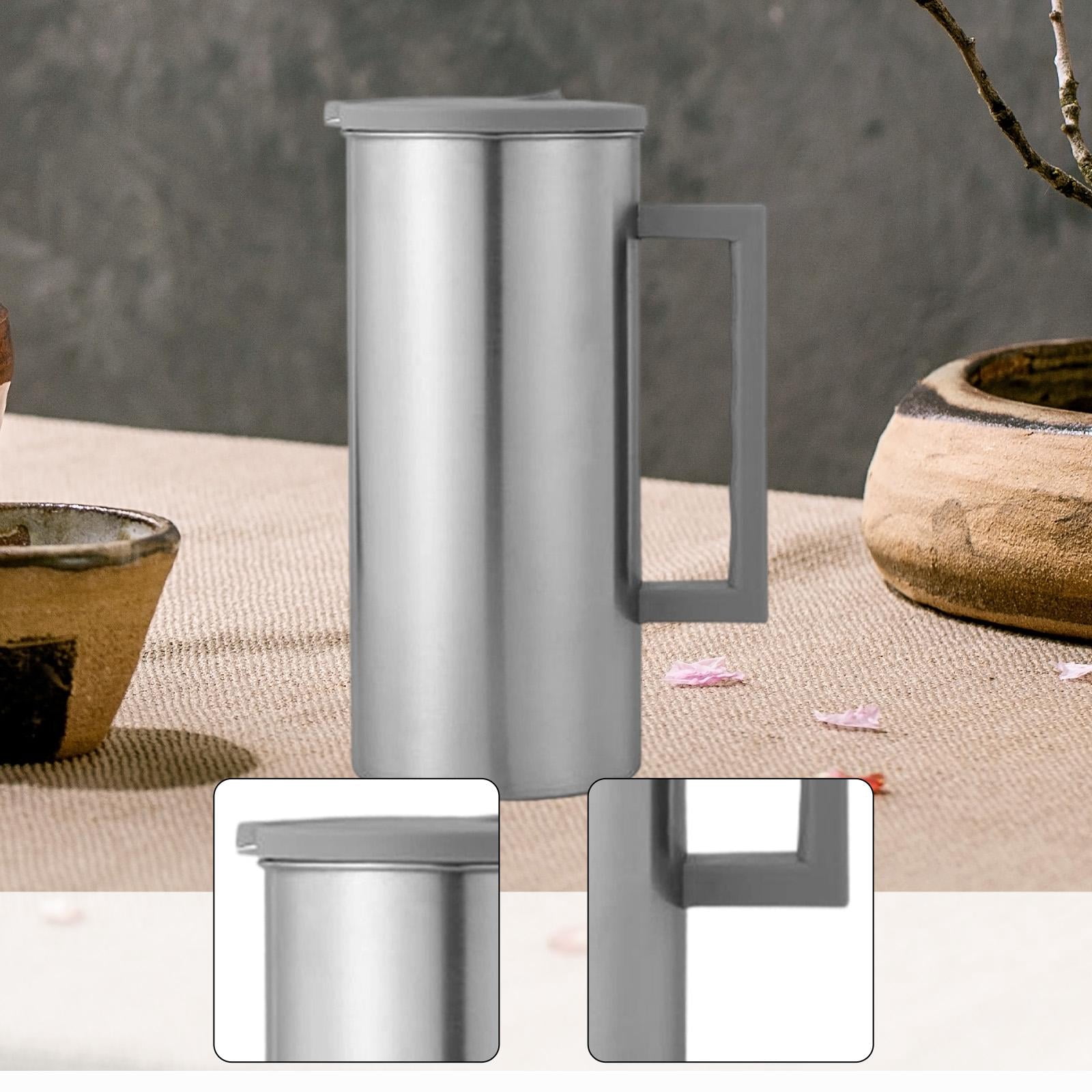Fiocias Stainless Steel Pitcher Cold Water Kettle Versatile 1600ml Water Bottle with Lid