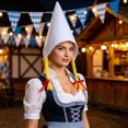 thumbnail image 4 of Oktoberfest Pointed Gnome Hat With Braids, Non‑Woven Bavarian Maid Costume Headpiece For Themed Party Cosplay Events, 4 of 5