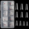 thumbnail image 1 of Uñas postizas con forma de ataúd largas 500 piezas, puntas transparentes para uñas acrílicas Dama francesa 10 tamaños Medio, 1 of 3