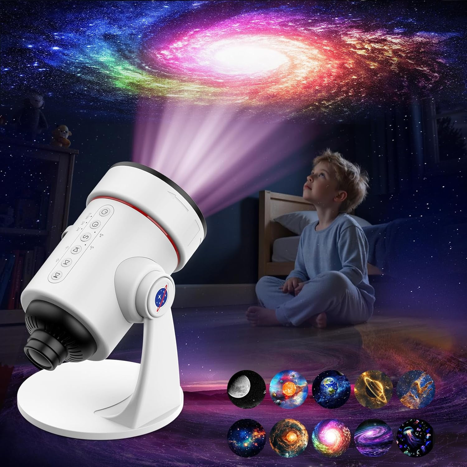 Ozmatip Galaxy Projector White Noise Night Light Bluetooth Music