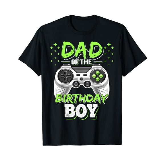 Dad of the Birthday Boy Matching Video Gamer Birthday Party Black T-Shirt