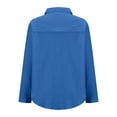 thumbnail image 5 of XFLWAM Long Sleeve Button Down Shirts for Women Collared Lightweight Textured Casual Shacket Tops Blue L, 5 of 6