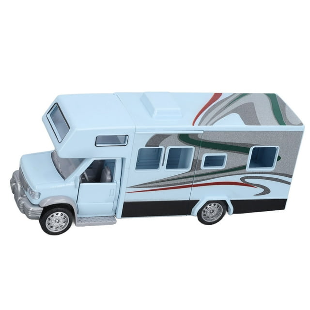 Kids Mini Toy RV Car, Holiday Van Model Gifts For Boys And Girls, 1/32 Sound Light Opening Doors Simulation Educational Alloy Motorhome Toy For Children