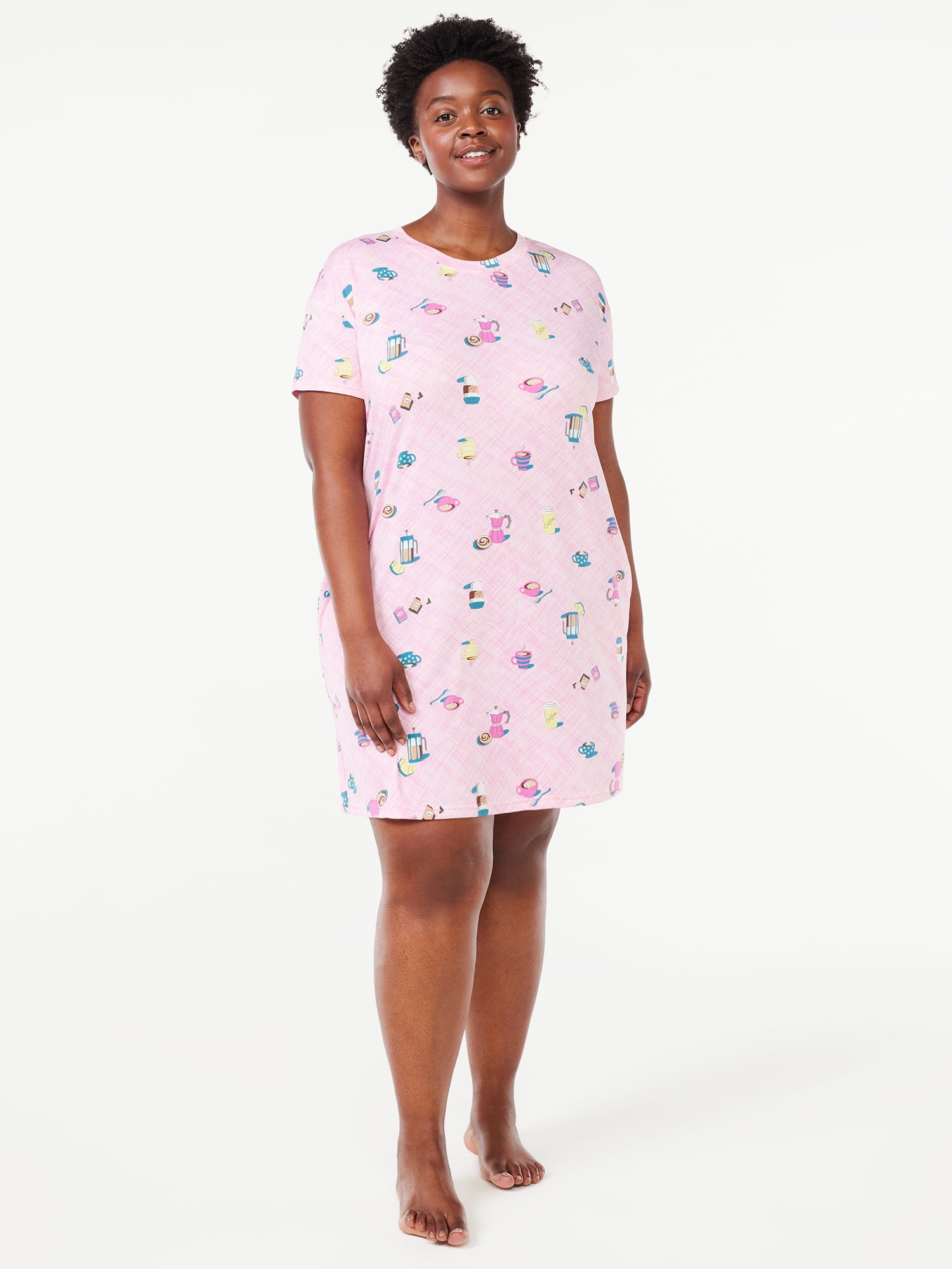 Joyspun Women's Print Sleepshirt with Pockets, Sizes S/M to 2X/3X