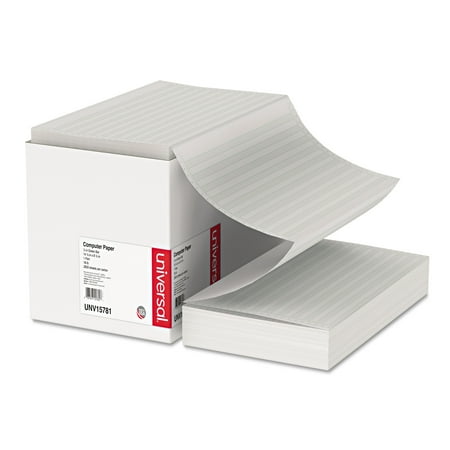 Universal Green Bar Computer Paper, 18lb, 14-7/8 x 8-1/2, Perforated Margins, 2800 Sheets