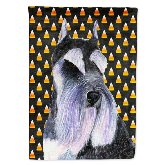 Carolines Treasures SS4270-FLAG-PARENT Schnauzer Candy Corn Halloween Portrait Flag  multicolor