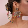 thumbnail image 6 of Bollywood Jhumka Jhumki Earring for Women Long Tassel Bohemian Beads Dangle Drop Fashion Chandelier Dangling Stud Earring Traditional Bell Ethnic Gypsy Style Oxidized Indian Jewelry Gift, 6 of 9