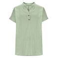 thumbnail image 5 of Hilenly Womens Summer Tops V Neck Short Sleeve Cotton Lien Shirts Dressy Casual Blouse Spring Vacation Tshirts Clothes, 5 of 7