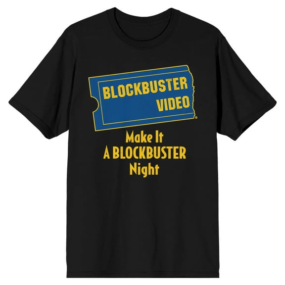 Make It A Blockbuster Night Retro Mens Black Short Sleeve Graphic Tee - M