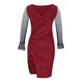 thumbnail image 4 of mtvxesu Robes pour Filles, Mode pour Femmes Aguichant à Col en V à Manches Longues, Robe Irrégulière en Maille à Strass Chaude, Robes Décontractées, 4 of 8