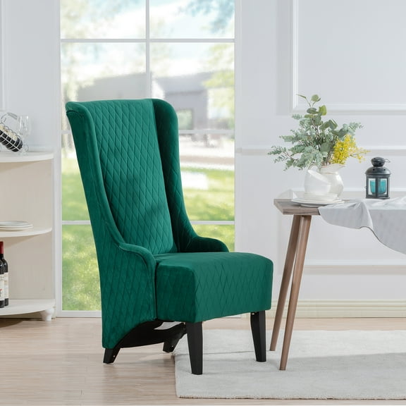 Holaki 28.5" High Back Velvet Arm Chair, Wide Wing Back Accent Side Chair, Retro Green