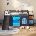 thumbnail image 4 of Low Loft Bed Twin with Slide, Storage Drawers and Led Lights, Metal Twin Size Loft Beds with Art Table, Storage Stairway and Under-Bed Play Space, Twin Beds with Safety Guardrail, Black, 4 of 10