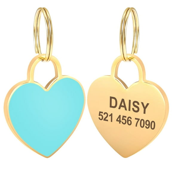 Didog Personalized Dog Tag Stainless Steel Heart Pet ID Tags for Small Large Dogs Cats